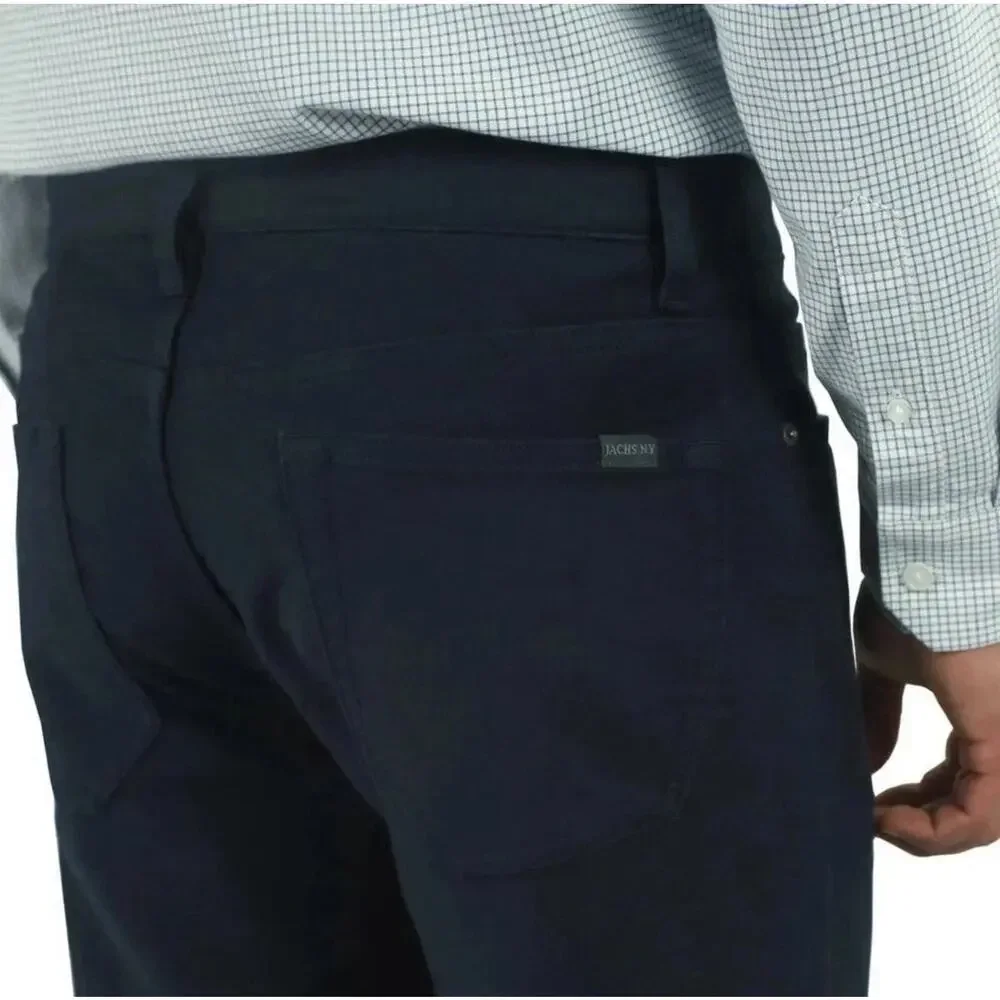 Jachs New York Men’s Straight Fit Flex Waistband 5-Pocket Pants, Navy, 30x34